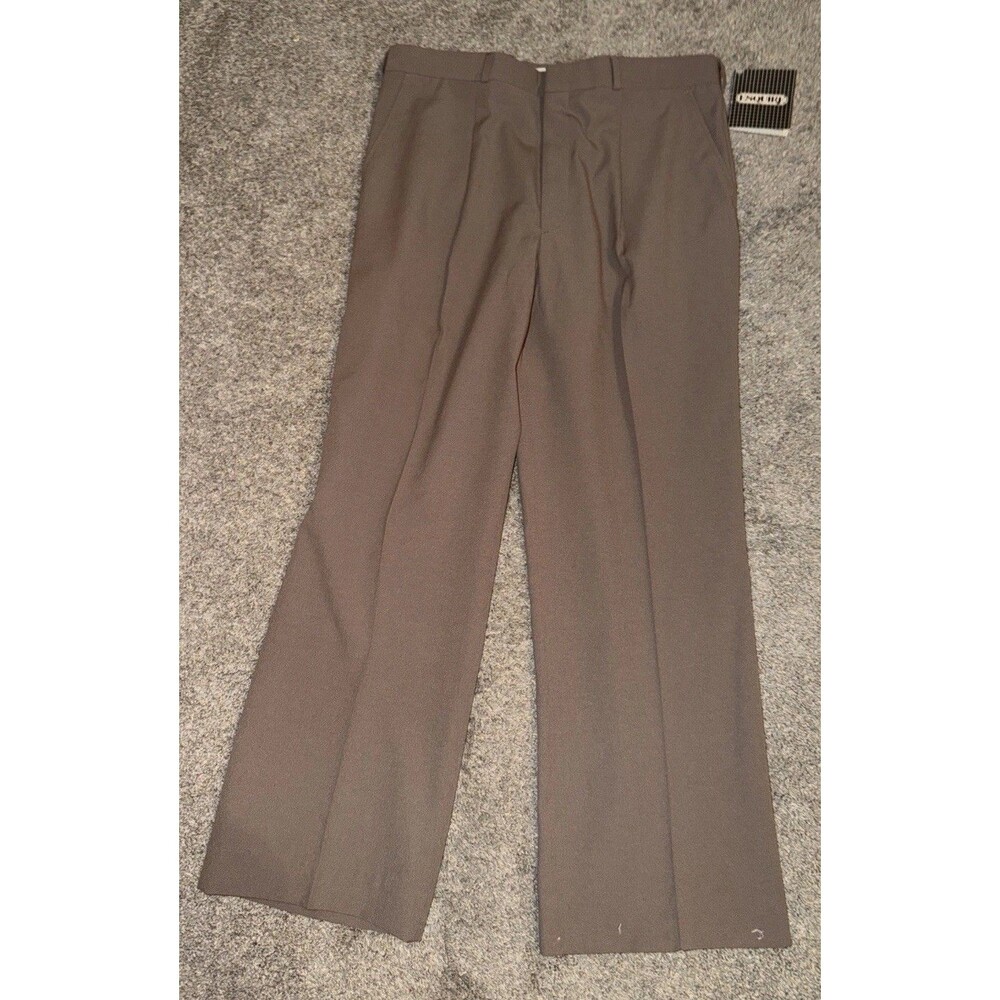 Vtg Single Pleated Pants Mens 36x29” Brown Wool Blend Trousers Hem Needs Repair